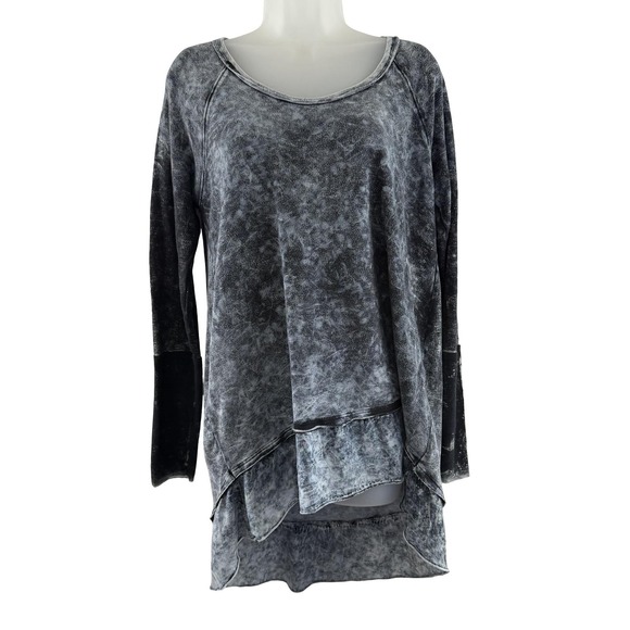 Sloane Rouge Sweaters - Sloane Rouge Sweater Womens Medium Gray Black Mineral Wash Long Sleeve Tunic Top